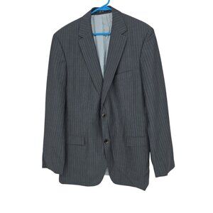 VTG Hugo Boss Mens Blazer 44L Gray Pinstripe 100% Wool Sport Coat Suit Jacket